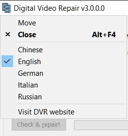 DVR multilanguage menu